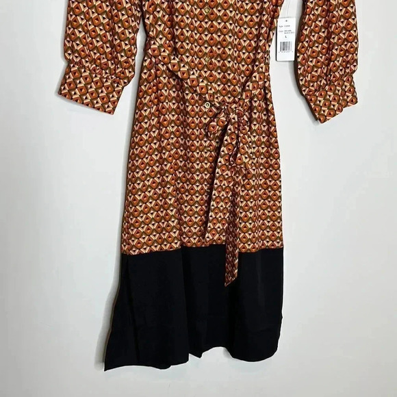 New Alexia Admor Dress 3/4 Sleeve Button Front S Geometric Belted - Picture 5 of 12